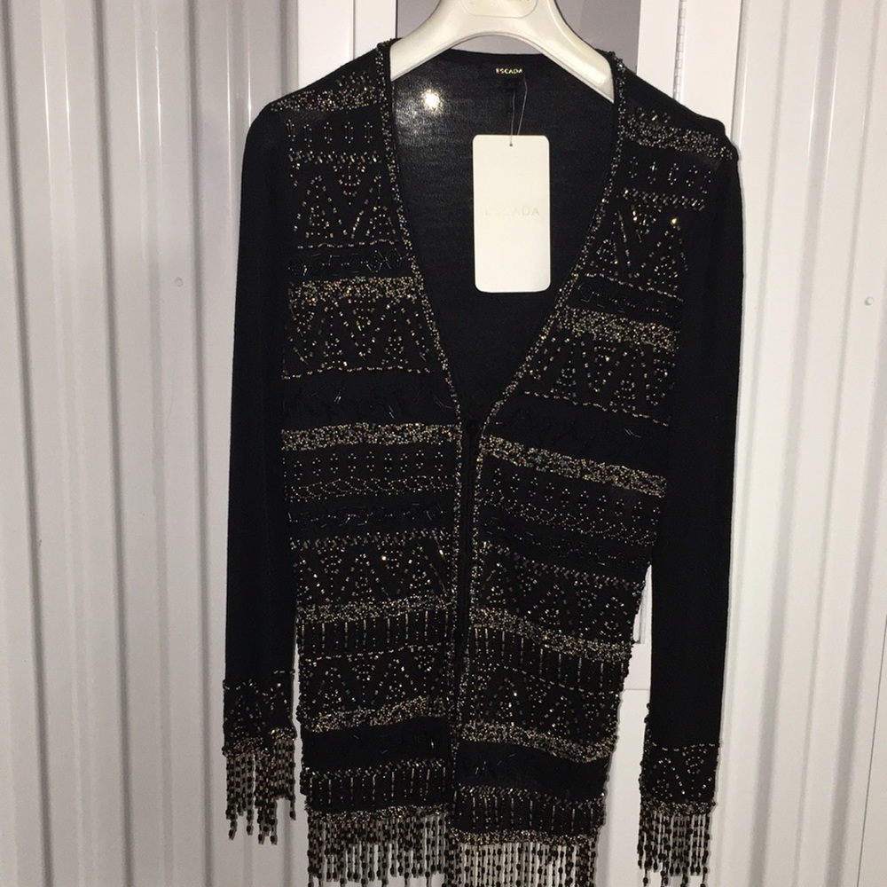 Escada beaded black cardigan
